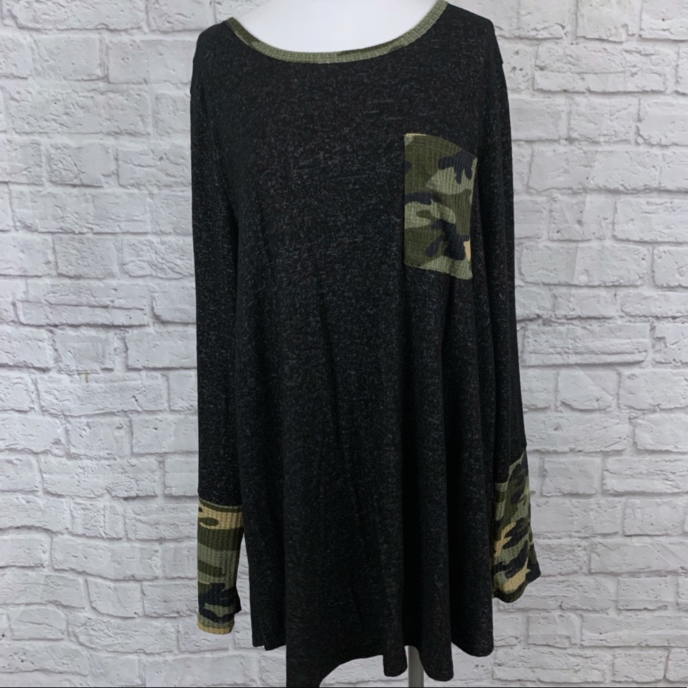 NWT Camo Pocket Sweater Heathered Gray - Picture 3 of 6